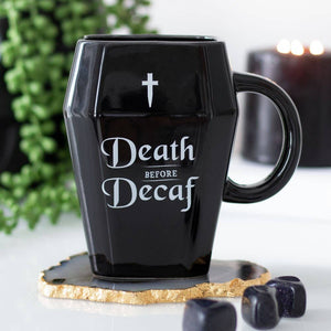 11oz Death Before Decaf Coffin Mug