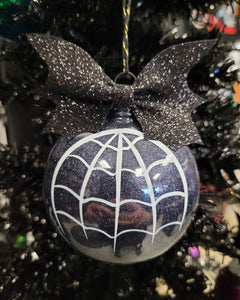 Glitter Black Webbed Bulb Ornament