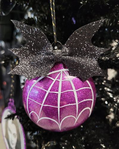 Glitter Purple Webbed Bulb Ornament