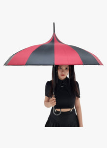 Red & Black Striped Pagoda Parasol