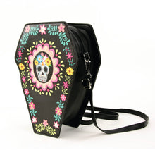 Load image into Gallery viewer, 12&quot; Sugar Skull Coffin Bag / Backpack